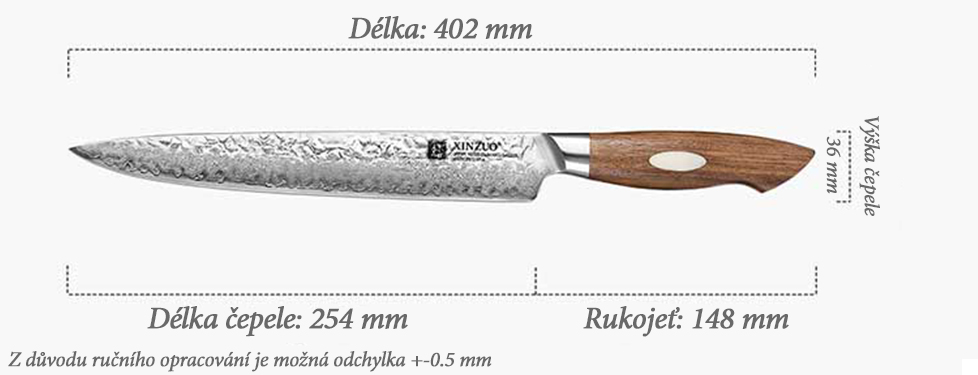 Rozměry nože na maso XinZuo B46W